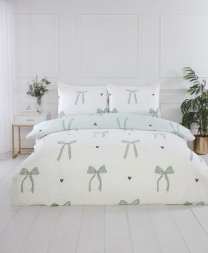 Green bow bedding single - green,