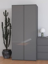 Layton Gloss 2 Door Wardrobe Grey Modern and Spacious Bedroom Storage