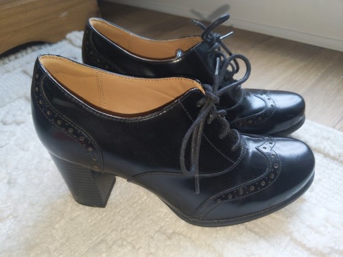 Clarks heeled leather brogue