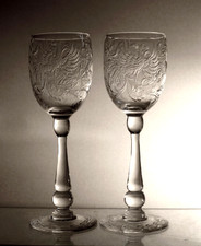 Thomas Webb & Sons Vintage Cut Rock Crystal 6.5" Glasses x 2. Signed G H Pope