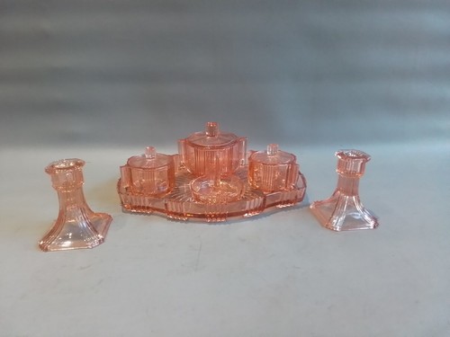 Art deco pink glass - art,