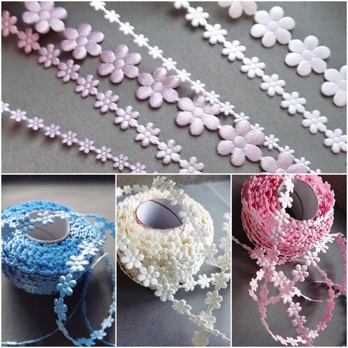 Mini satin daisies lace ribbon - satin,
