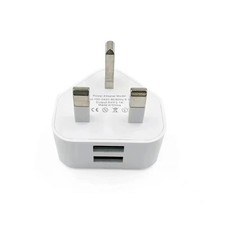 USB Plug UK  Adapter White Dual Mains Wall Charger 3 USB Ports For Phones Tablet