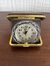 Vintage RHYTHM World dial travel Alarm Clock Full working order