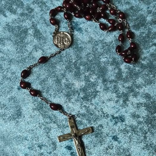 Rosary wood beads silver - beads,