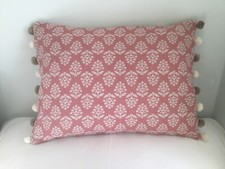 Susie Watson  Rose Sprig /Plain Back Pom Pom cushion cover