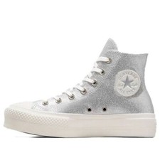 Converse Chuck Taylor Lift Hi Lift Women's Size 5UK New No Box Silver Glitter