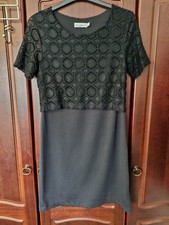Sabrina Diamanti Italian Black Dress. Crochet Detail. Size M 8-10 Party Wedding