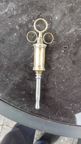 Vintage brass syringe antique - syringe,
