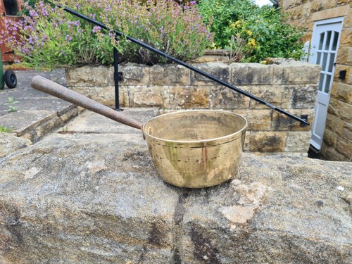 Antique vintage brass saucepan - antique,