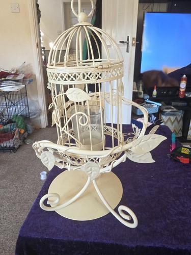 Cream metal birdcage tealight - metal,