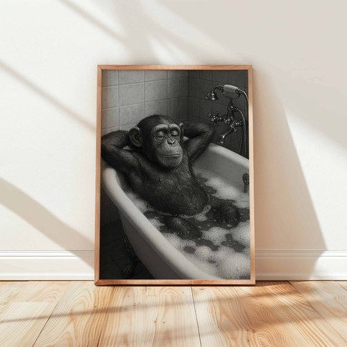 Chimpanzee relaxing bathtub - chimpanzee,