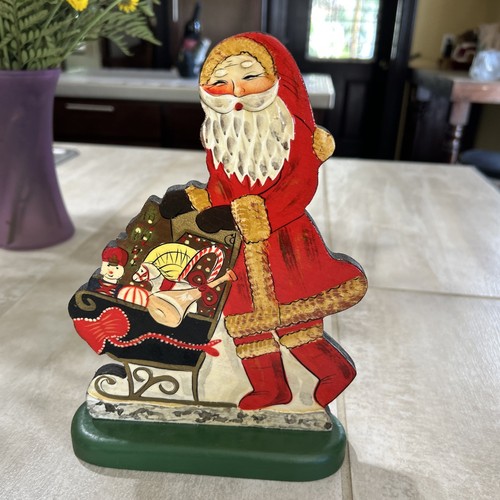 Vintage wooden santa sleigh - santa,