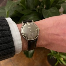 1940's Art Deco Wyler-Vetta Swiss Watch Very Rare Black / Pewter Dial