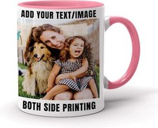 Personalised Text and image Coloured Inside & Handle Mug Coffee Cup Printed Gift