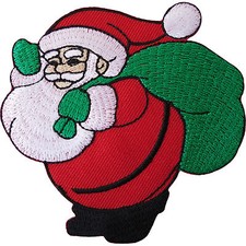 Father Christmas Sack Embroidered Iron Sew On Patch Decoration Santa Claus Badge