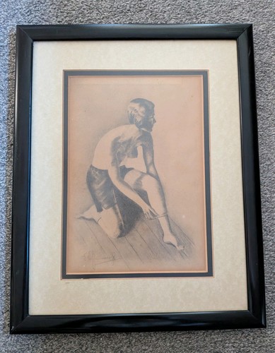 Antique part nude female - part,