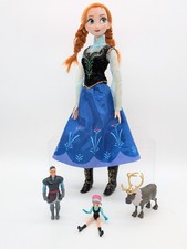 Disney Store Frozen Anna 16” singing doll, works, & Mattel figures Sven Kristoff