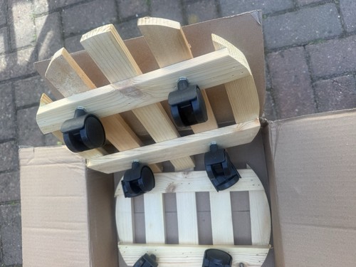 Plant stand caddy wooden - wooden, round