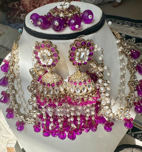 Gold and purple earrings - gold,