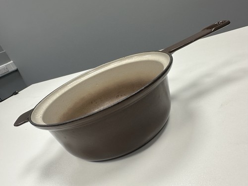 Vintage brown enamel cast iron - enamel,