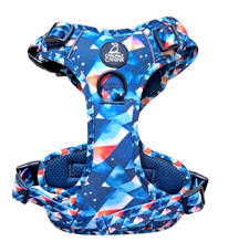 Dog harness with handle (LARGE) - Blue night sky design