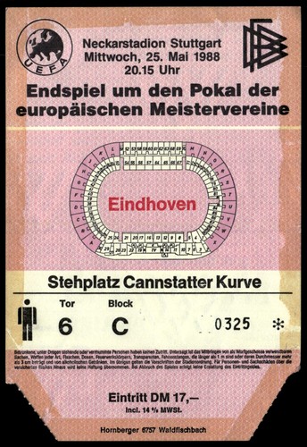 Ticket 1988 benfica psv - ticket,