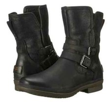 UGG® AUSTRALIA SIMMENS BLACK WATERPROOF LEATHER BOOTS UK 6.5 EU 39 US 8 RRP £150