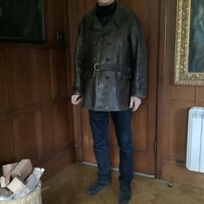 U. S. A.  ANTIQUE HORSEHIDE "CARRIAGE or CAR COAT" 1920-1925 EARLY FLYING JACKET