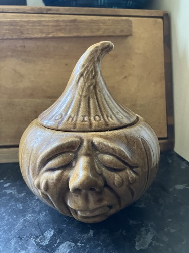 Vintage onion crying face pot - vintage,
