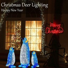 Christmas Penguin Acrylic Light Up Decor Indoor & Outdoor Garden Ornaments AA