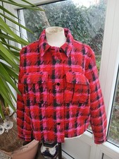NEXT LADIES KNITTED TARTAN TWEED COLLARED SHORT JACKET SIZE 10