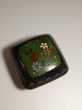 Enamelled Cloisonne Chinese Pill Box Ornate Foiled Floral Vintage Trinket Pot 