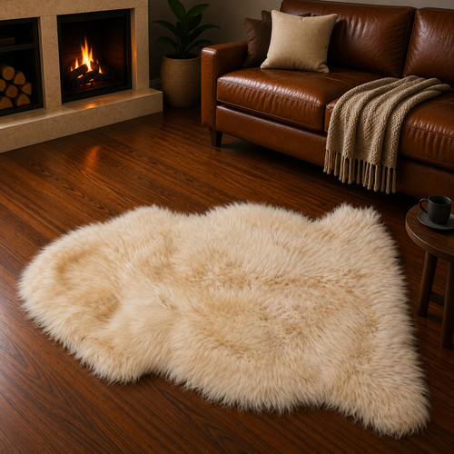 Genuine ivory sheepskin rug - ivory,