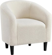 Armchair Boucle Tub Barrel Chair Sherpa Upholstered Accent Seat Living Room