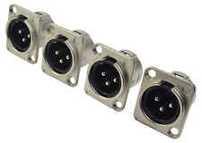 XLR Panel Socket 3 Pin Male Pack of 4, Solder Terminals