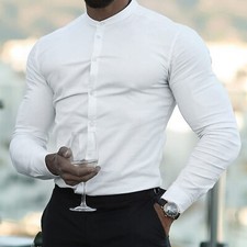 Mens Muscle Dress Shirts Slim
