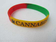 10x Adult Fashion Rasta Colours Cannabis Marajuana Silicone Rubber Wrist Bands