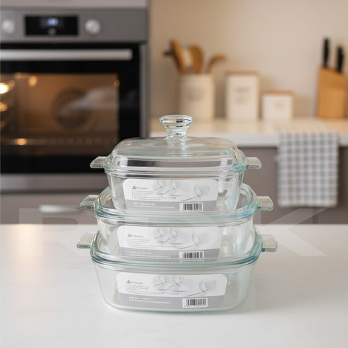 Set glass casserole - of,