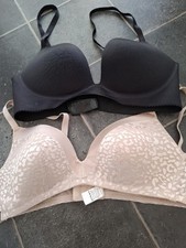 2 X Padded Non Wired Bras Black Dorina Beige Tu 36B