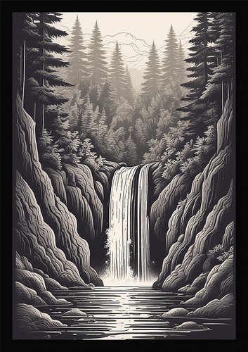 Waterfall beautiful framed - beautiful,
