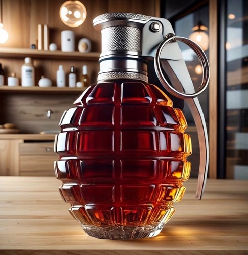 Glass grenade bottle decanter - bottle,