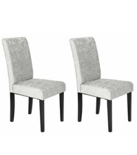 Pair of Midback Velvet Dining Chairs - Silver.