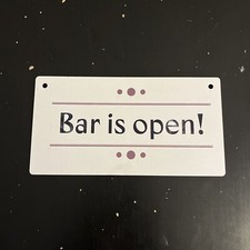 USED Bar Is Open! Garden Shed Wood Sign 10cm X 19cm Free Delivery