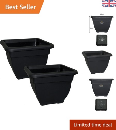 Matt black square pots 45cm - square,