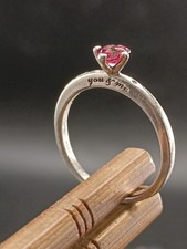 Pandora Sterling Silver 'YOU&ME' Heart Shaped Red Stone Ring Size Q/58 2.3g