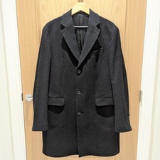 Massimo Dutti Wool Blend Herringbone Coat Charcoal - 40