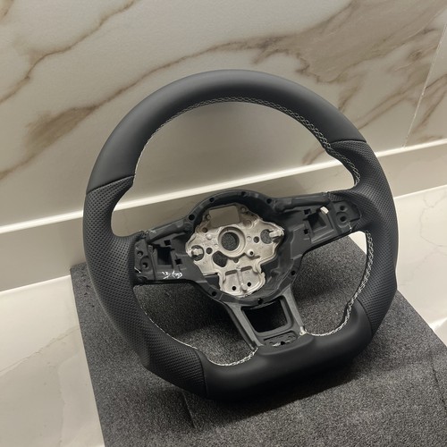 White leather steering wheel - leather,