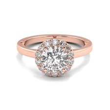 14k Rose Gold 1.00 carats Lab Grown Cvd Diamond Halo Solitaire Engagement Ring