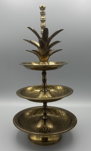 Brass tier pineapple serving - brass,